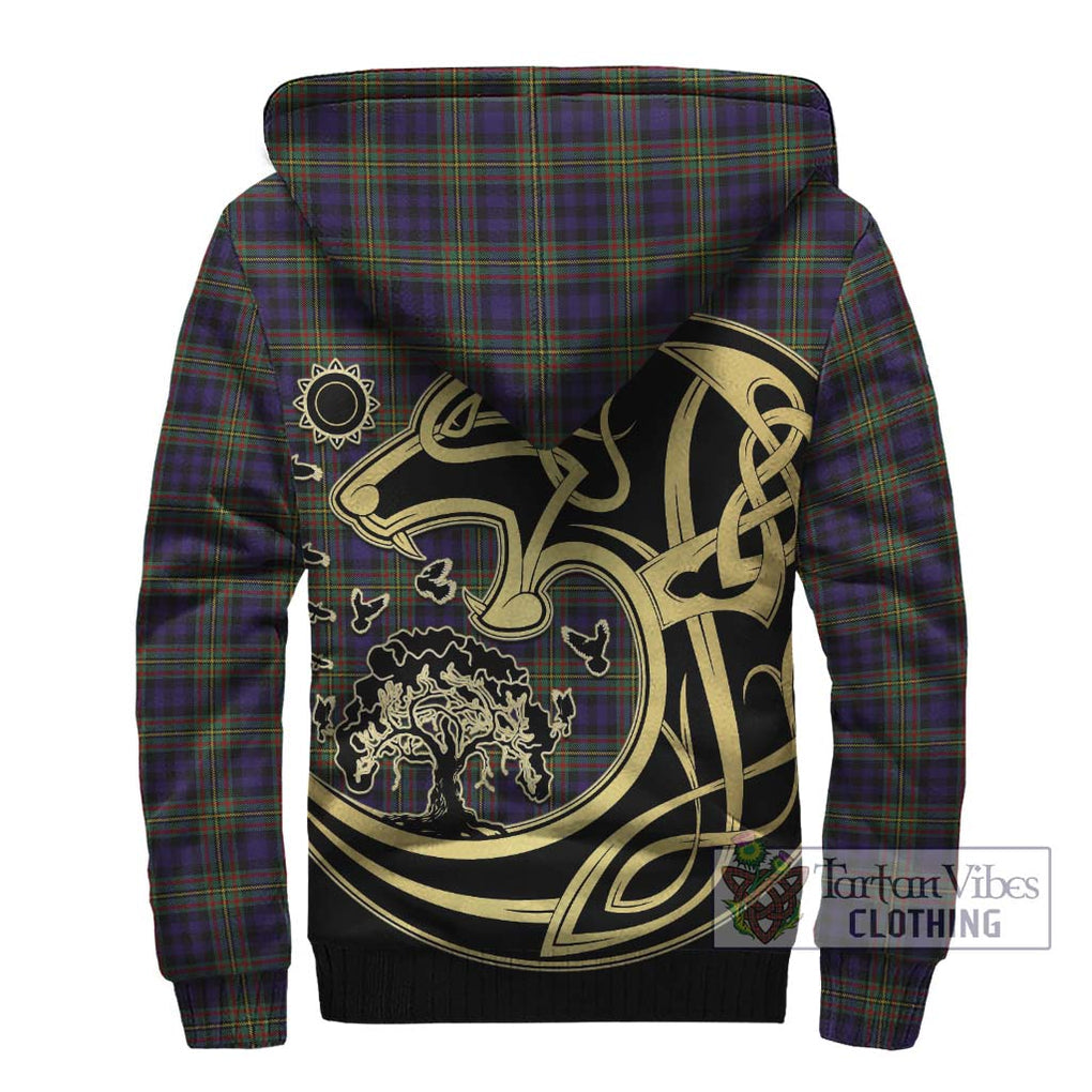 Clelland Tartan Sherpa Hoodie with Family Crest Celtic Wolf Style - Tartan Vibes Clothing