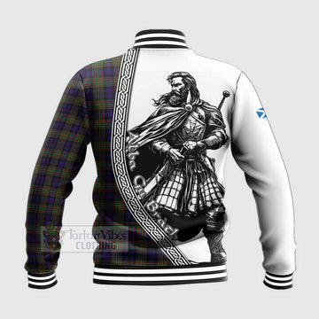 Clelland Tartan Clan Crest Baseball Jacket with Highlander Warrior Celtic Style - Tartan Vibes Clothing