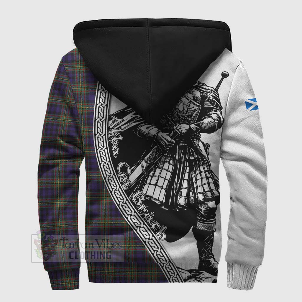 Clelland Tartan Clan Crest Sherpa Hoodie with Highlander Warrior Celtic Style - Tartan Vibes Clothing