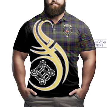 Clelland Tartan Polo Shirt with Family Crest and Celtic Symbol Style - Tartan Vibes Clothing