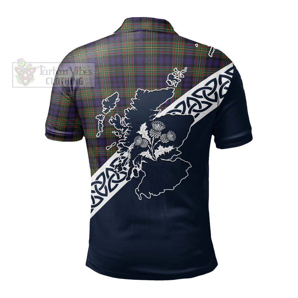 Clelland Tartan Polo Shirt Featuring Thistle and Scotland Map - Tartanvibesclothing Store