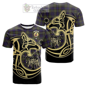 Clelland Tartan Cotton T-shirt with Family Crest Celtic Wolf Style Kid's Shirt - Tartan Vibes Clothing