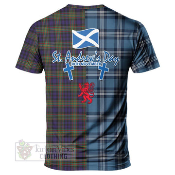 Clelland Tartan T-Shirt Happy St. Andrew's Day Half Tartan Style - Tartan Vibes Clothing
