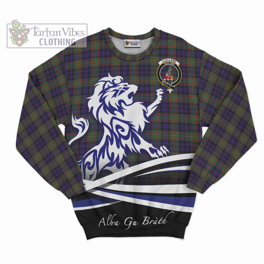 Clelland Tartan Sweatshirt with Alba Gu Brath Regal Lion Emblem - Tartan Vibes Clothing