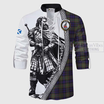 Clelland Tartan Clan Crest Ghillie Kilt Shirt with Highlander Warrior Celtic Style - Tartan Vibes Clothing
