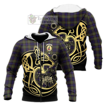 Clelland Tartan Knitted Hoodie with Family Crest Celtic Wolf Style Unisex Knitted Zip Hoodie - Tartan Vibes Clothing