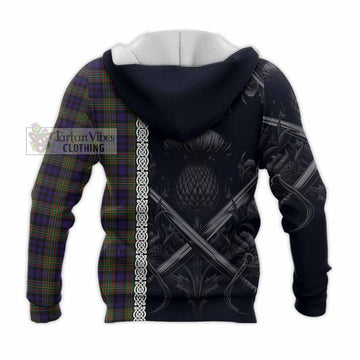 Clelland Tartan Knitted Hoodie with Family Crest Cross Sword Thistle Celtic Vibes - Tartan Vibes Clothing