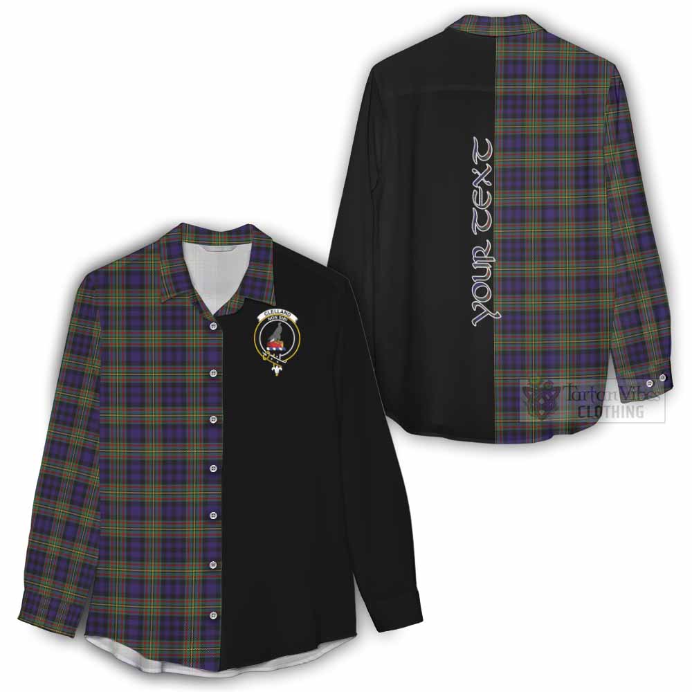 Tartan Vibes Clothing Clelland Tartan Women's Casual Shirt with Family Crest and Half Of Me Style