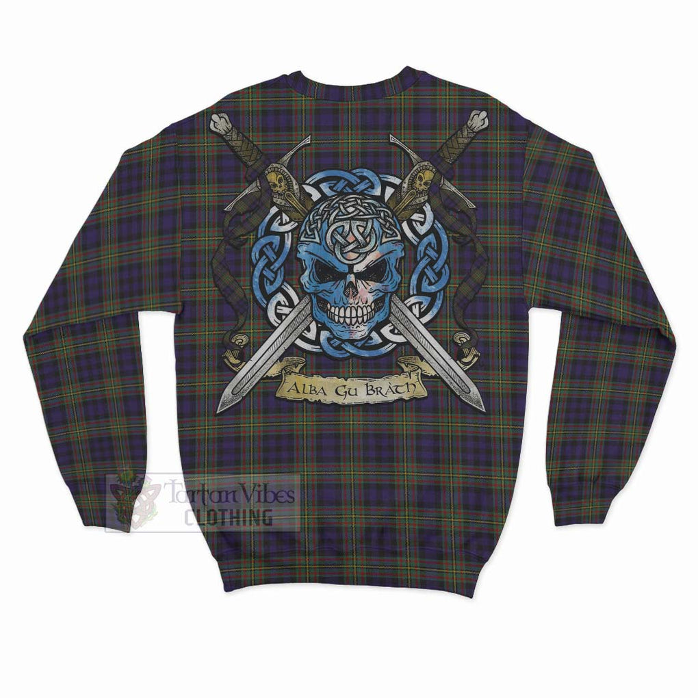 Clelland Tartan Sweatshirt with Family Crest Celtic Skull Style - Tartan Vibes Clothing