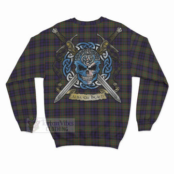 Clelland Tartan Sweatshirt with Family Crest Celtic Skull Style - Tartan Vibes Clothing