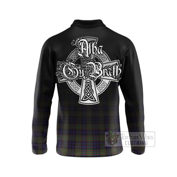 Clelland Tartan Long Sleeve Polo Shirt Featuring Alba Gu Brath Family Crest Celtic Inspired - Tartan Vibes Clothing