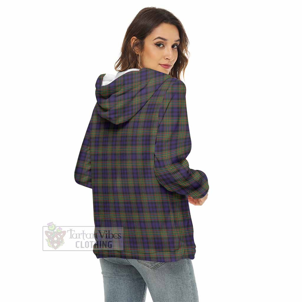 Clelland Tartan Women's Borg Fleece Hoodie with Half Zip with Family Crest - Tartan Vibes Clothing