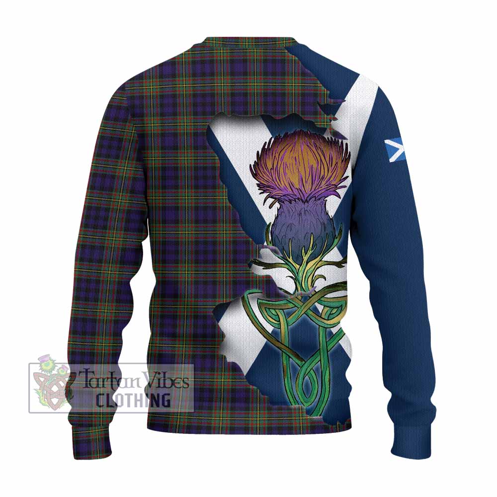 Tartan Vibes Clothing Clelland Tartan Family Crest Knitted Sweater Scottish Thistle Celtic Inspired