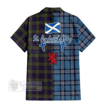 Clelland Tartan Hawaiian Shirt Happy St. Andrew's Day Half Tartan Style - Tartan Vibes Clothing