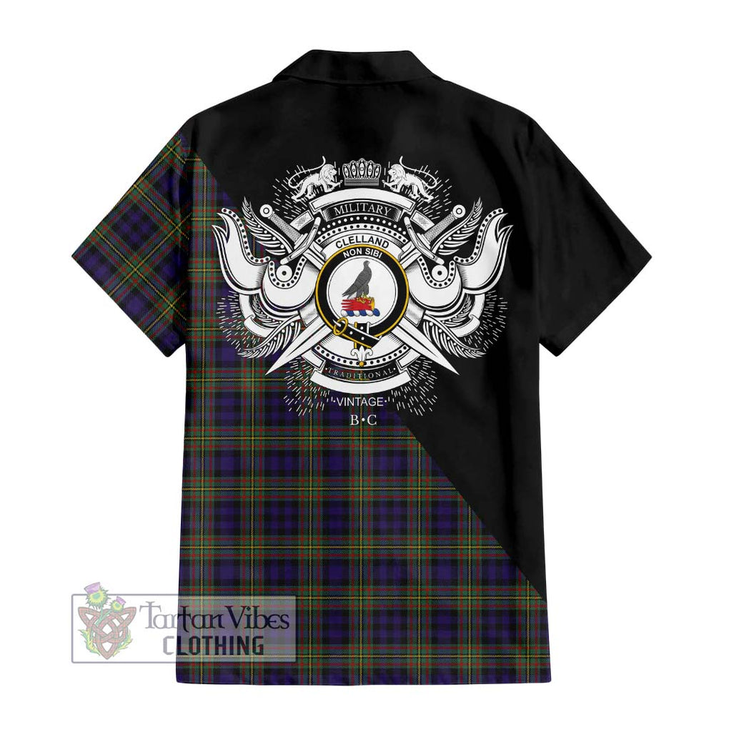 Clelland Tartan Hawaiian Shirt with Family Crest and Military Logo Style - Tartan Vibes Clothing
