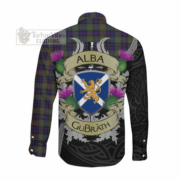 Clelland Tartan Family Crest Long Sleeve Button Shirt Lion Rampant Royal Thistle Shield Celtic Inspired Men's Shirt - Tartan Vibes Clothing
