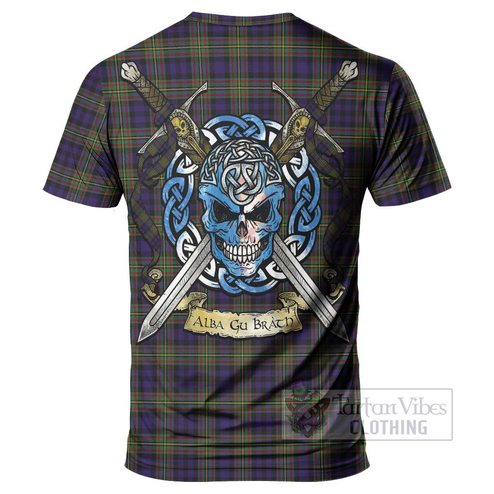 Clelland Tartan T-Shirt with Family Crest Celtic Skull Style - Tartan Vibes Clothing