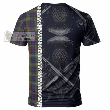 Clelland Tartan T-Shirt with Family Crest Cross Sword Thistle Celtic Vibes - Tartan Vibes Clothing