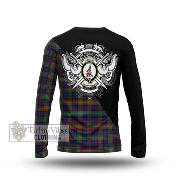 Clelland Tartan Long Sleeve T-Shirt with Family Crest and Military Logo Style - Tartan Vibes Clothing