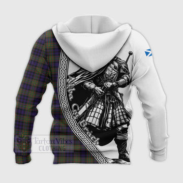 Clelland Tartan Clan Crest Knitted Hoodie with Highlander Warrior Celtic Style - Tartan Vibes Clothing