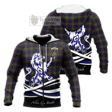 Clelland Tartan Knitted Hoodie with Alba Gu Brath Regal Lion Emblem Unisex Knitted Zip Hoodie - Tartan Vibes Clothing