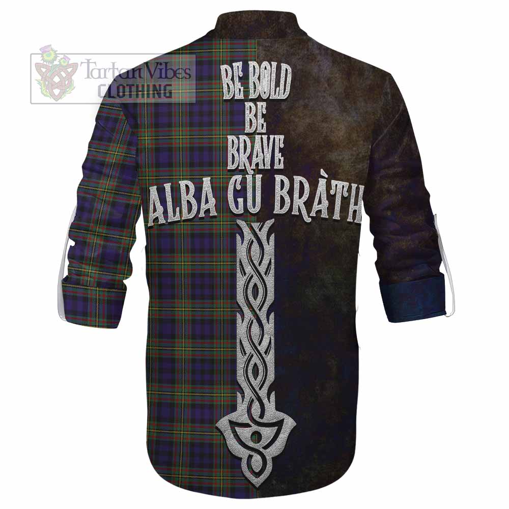 Tartan Vibes Clothing Clelland Tartan Family Crest Ghillie Kilt Shirt Alba Gu Brath Be Brave Lion Ancient Style