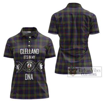 Clelland Tartan Women's Polo Shirt with Family Crest DNA In Me Style - Tartan Vibes Clothing