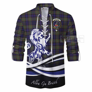 Clelland Tartan Ghillie Kilt Shirt with Alba Gu Brath Regal Lion Emblem - Tartan Vibes Clothing