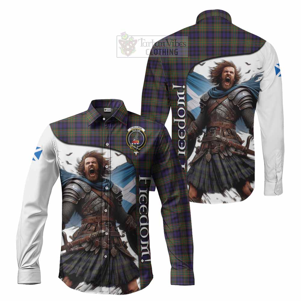 Clelland Crest Tartan Long Sleeve Button Shirt Inspired by the Freedom of Scottish Warrior - Tartan Vibes Clothing