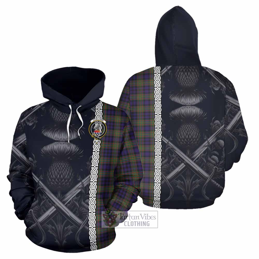 Clelland Tartan Hoodie with Family Crest Cross Sword Thistle Celtic Vibes - Tartan Vibes Clothing