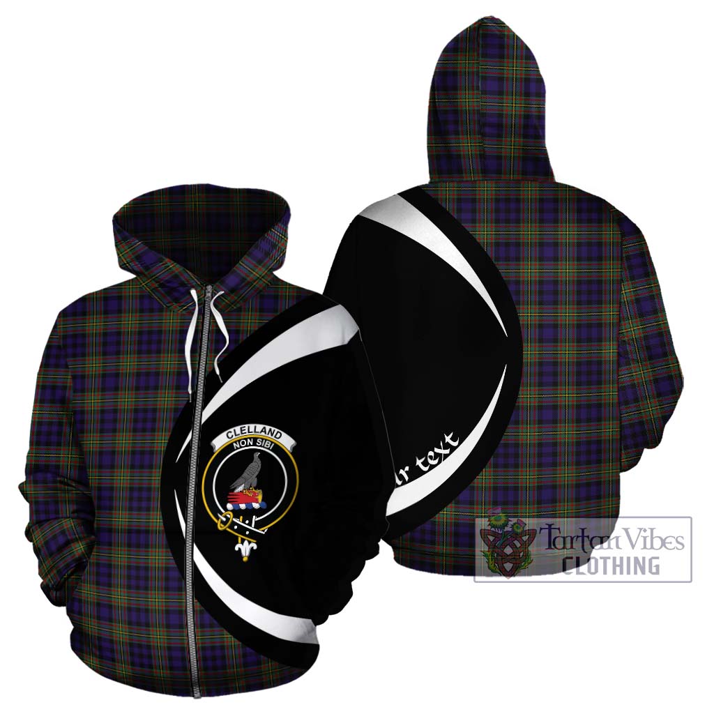 Clelland Tartan Hoodie with Family Crest Circle Style - Tartan Vibes Clothing
