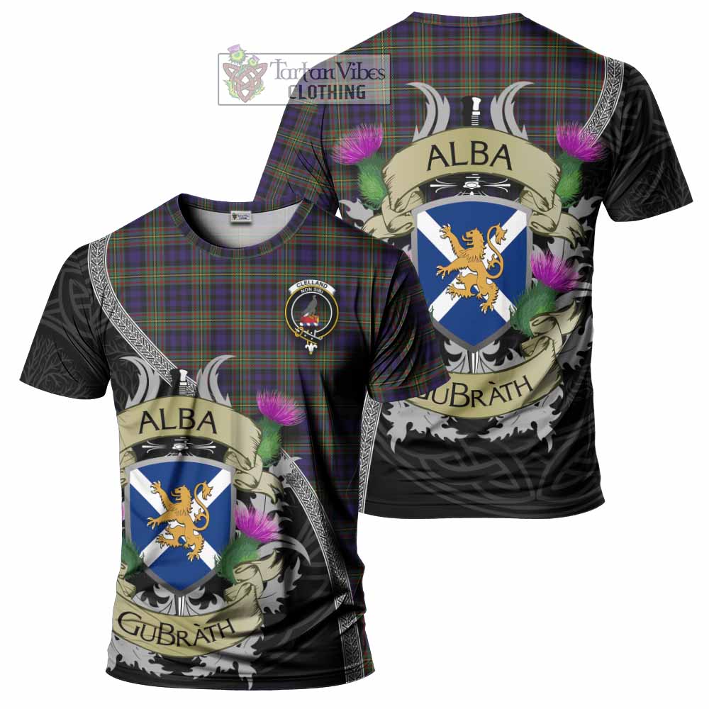 Clelland Tartan Family Crest T-Shirt Lion Rampant Royal Thistle Shield Celtic Inspired - Tartan Vibes Clothing