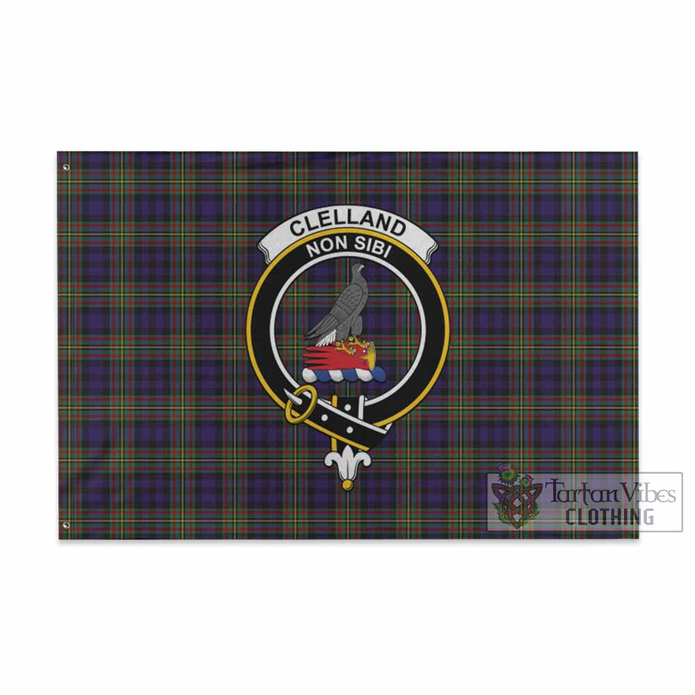 Tartan Vibes Clothing Clelland Tartan House Flag with Family Crest