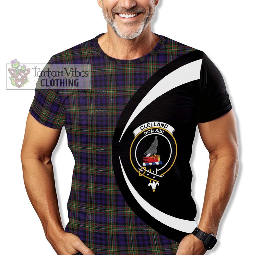 Clelland Tartan T-Shirt with Family Crest Circle Style - Tartan Vibes Clothing