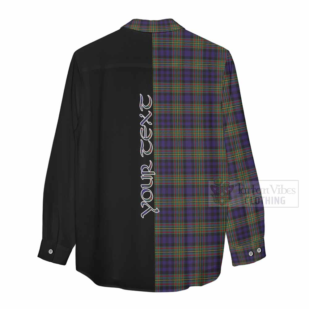 Tartan Vibes Clothing Clelland Tartan Women's Casual Shirt with Family Crest and Half Of Me Style