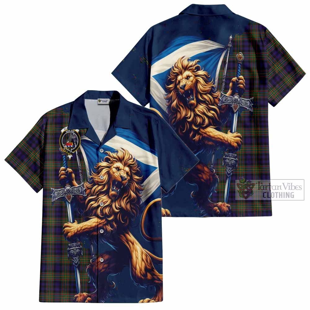 Clelland Tartan Family Crest Hawaiian Shirt with Scottish Majestic Lion - Tartan Vibes Clothing