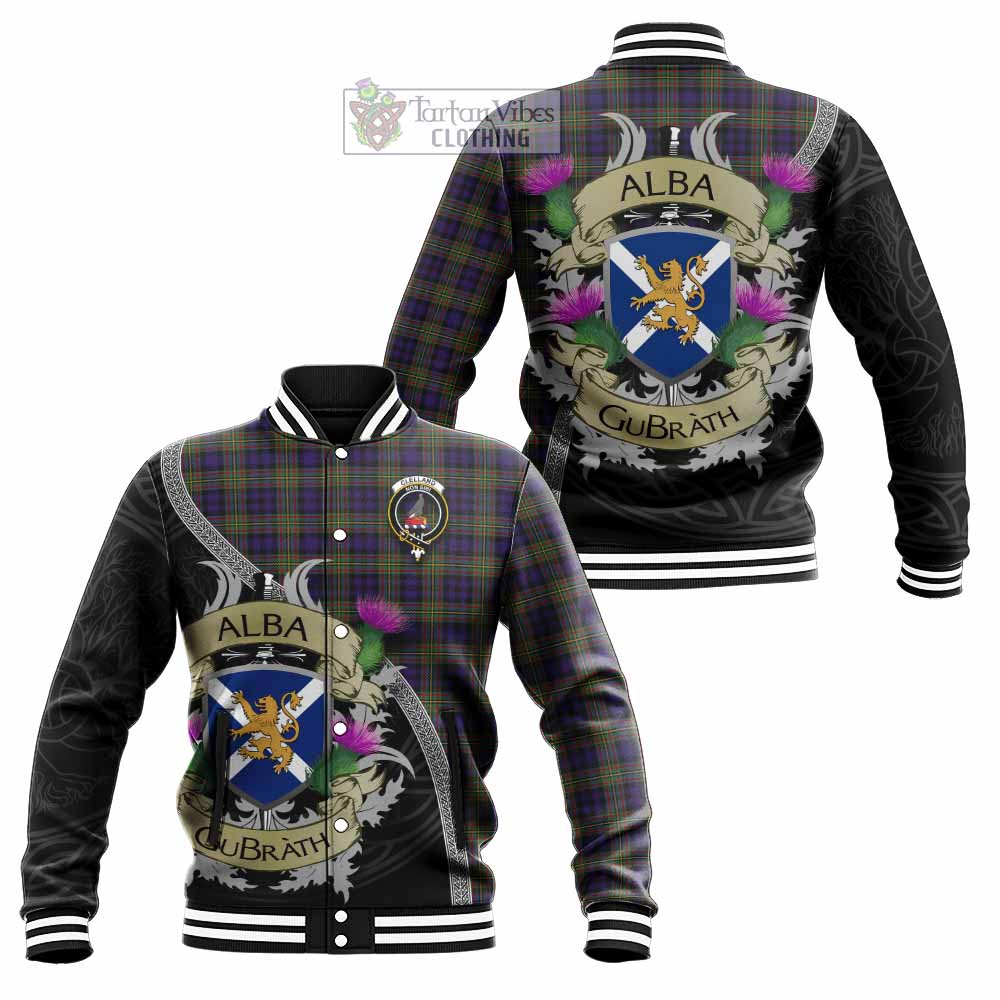 Clelland Tartan Family Crest Baseball Jacket Lion Rampant Royal Thistle Shield Celtic Inspired - Tartan Vibes Clothing