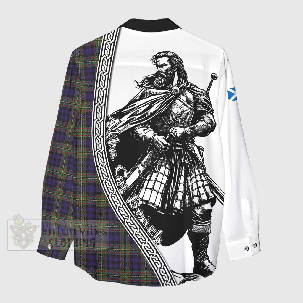 Clelland Tartan Clan Crest Women's Casual Shirt with Highlander Warrior Celtic Style - Tartan Vibes Clothing