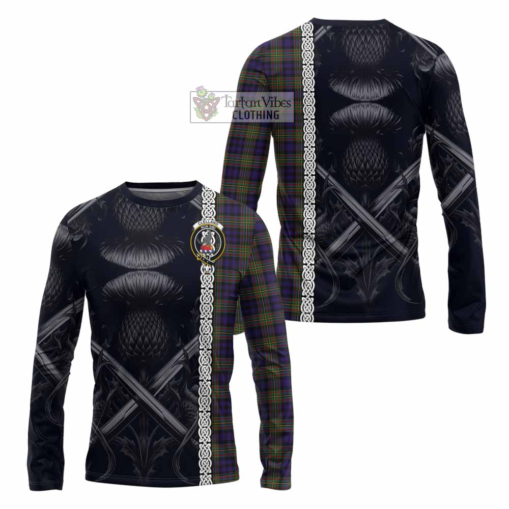 Clelland Tartan Long Sleeve T-Shirt with Family Crest Cross Sword Thistle Celtic Vibes - Tartan Vibes Clothing