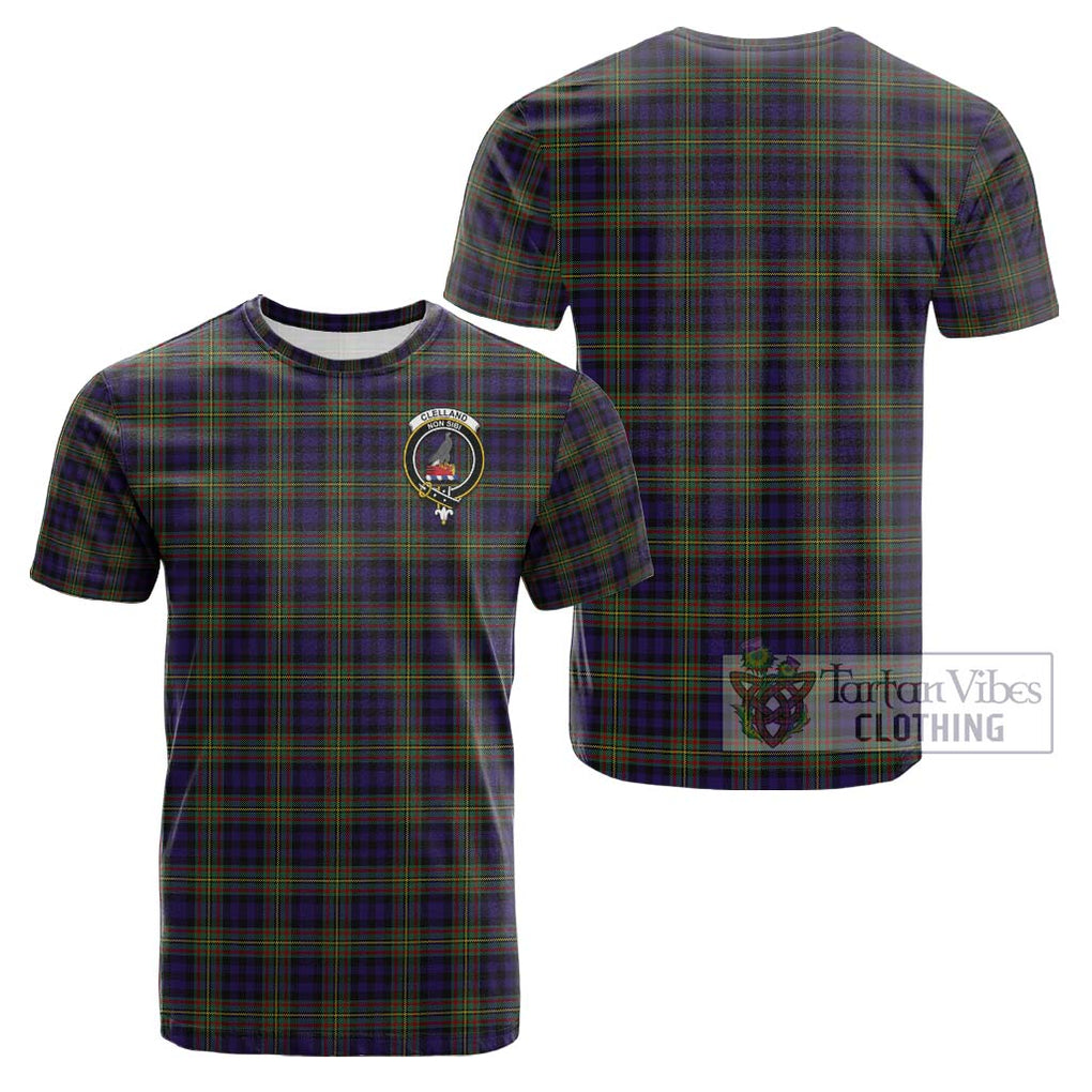 Clelland Tartan Cotton T-Shirt with Family Crest - Tartan Vibes Clothing