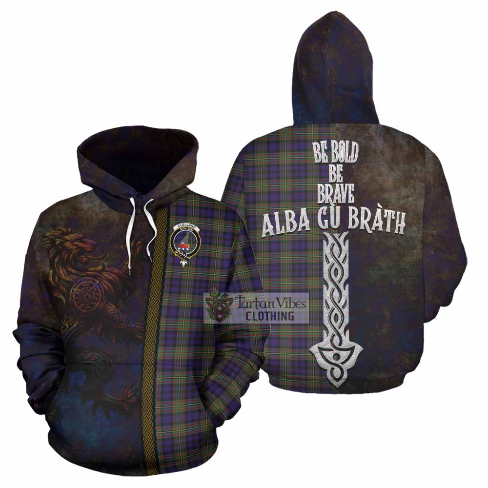 Tartan Vibes Clothing Clelland Tartan Family Crest Hoodie Alba Gu Brath Be Brave Lion Ancient Style