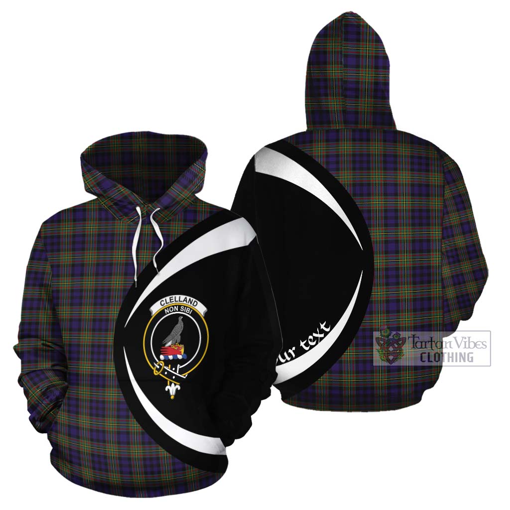 Clelland Tartan Cotton Hoodie with Family Crest Circle Style Zip Hoodie - Tartan Vibes Clothing