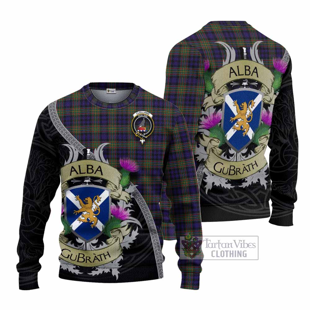 Clelland Tartan Family Crest Knitted Sweater Lion Rampant Royal Thistle Shield Celtic Inspired - Tartan Vibes Clothing