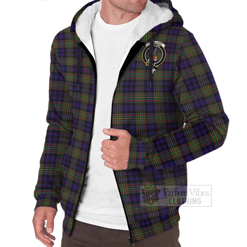 Clelland Tartan Sherpa Hoodie with Family Crest Celtic Skull Style Unisex - Tartan Vibes Clothing