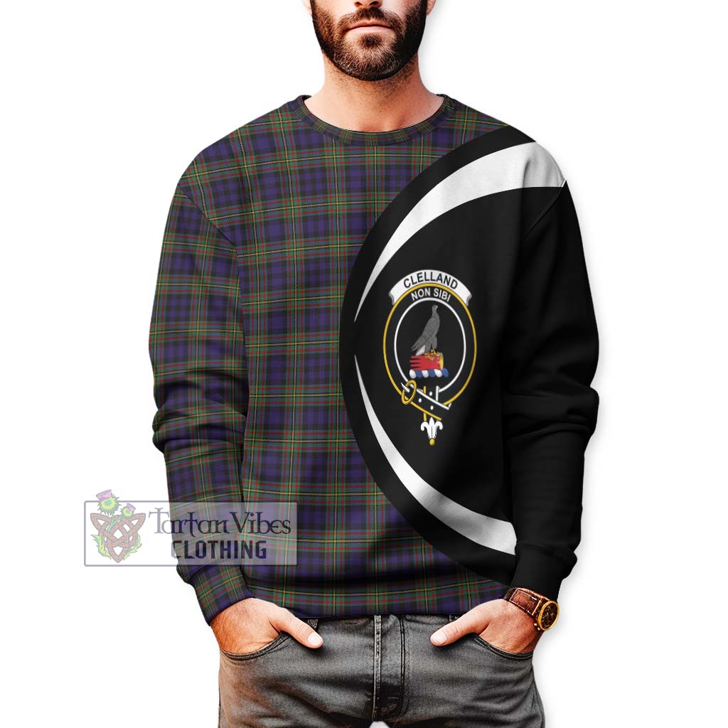 Clelland Tartan Sweatshirt with Family Crest Circle Style - Tartan Vibes Clothing