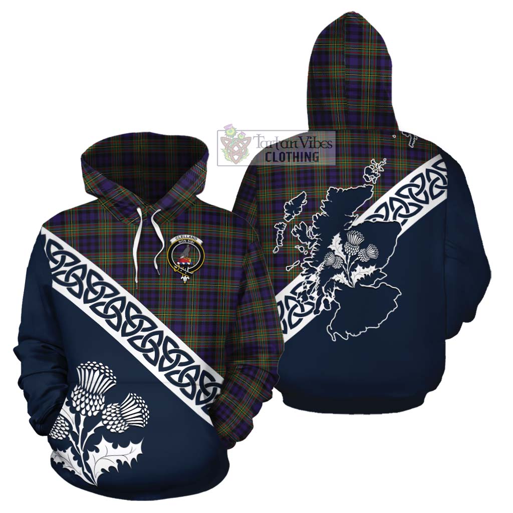 Clelland Tartan Cotton Hoodie Featuring Thistle and Scotland Map Zip Hoodie - Tartan Vibes Clothing