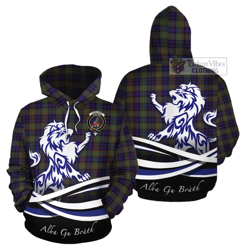 Clelland Tartan Cotton Hoodie with Alba Gu Brath Regal Lion Emblem Zip Hoodie - Tartan Vibes Clothing