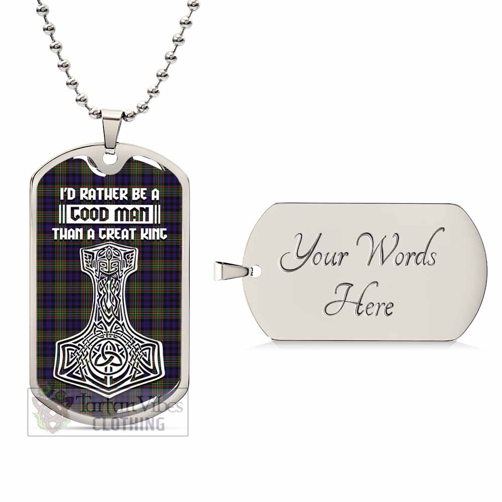 Clelland Tartan Dog Tag Necklace Viking Mjolnir Style Silver Yes - Tartan Vibes Clothing