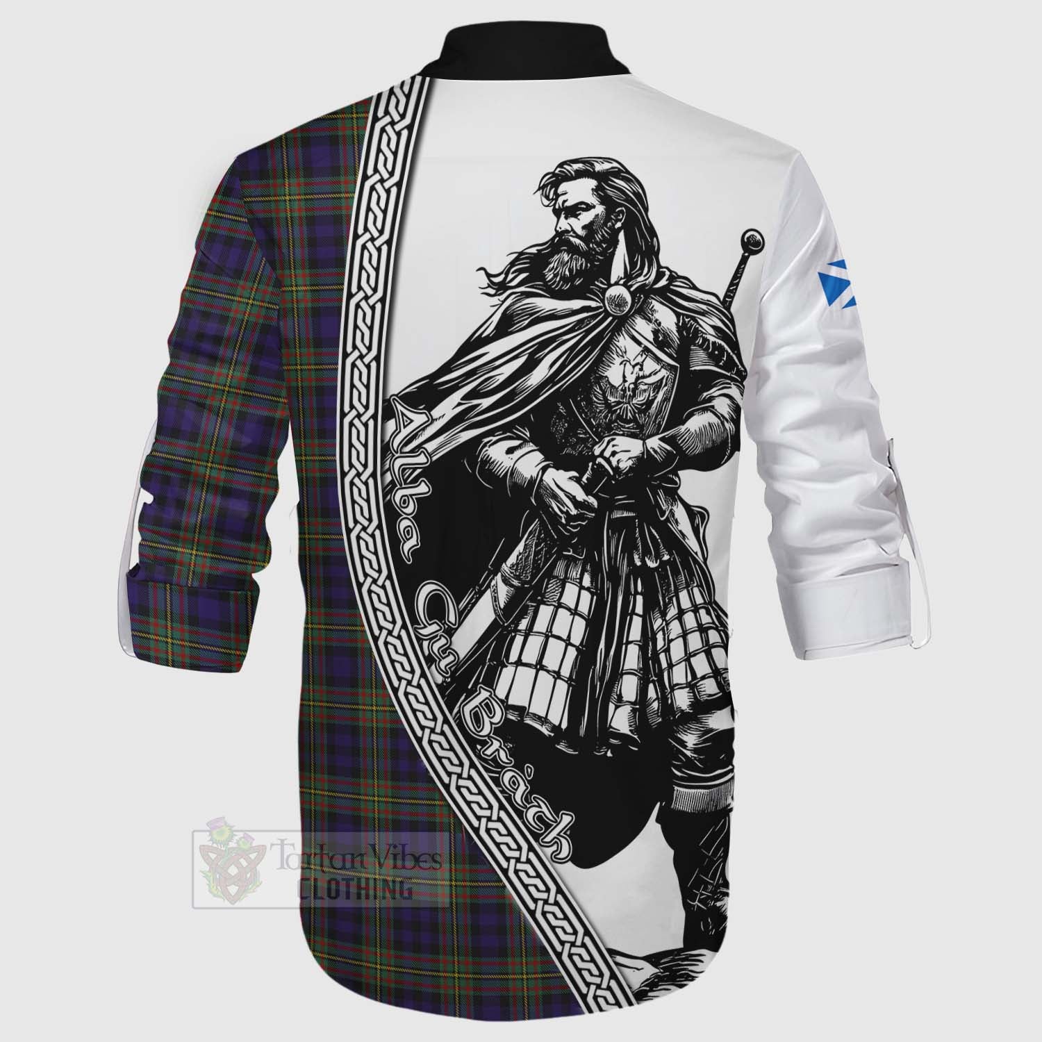 Clelland Tartan Clan Crest Ghillie Kilt Shirt with Highlander Warrior Celtic Style - Tartan Vibes Clothing