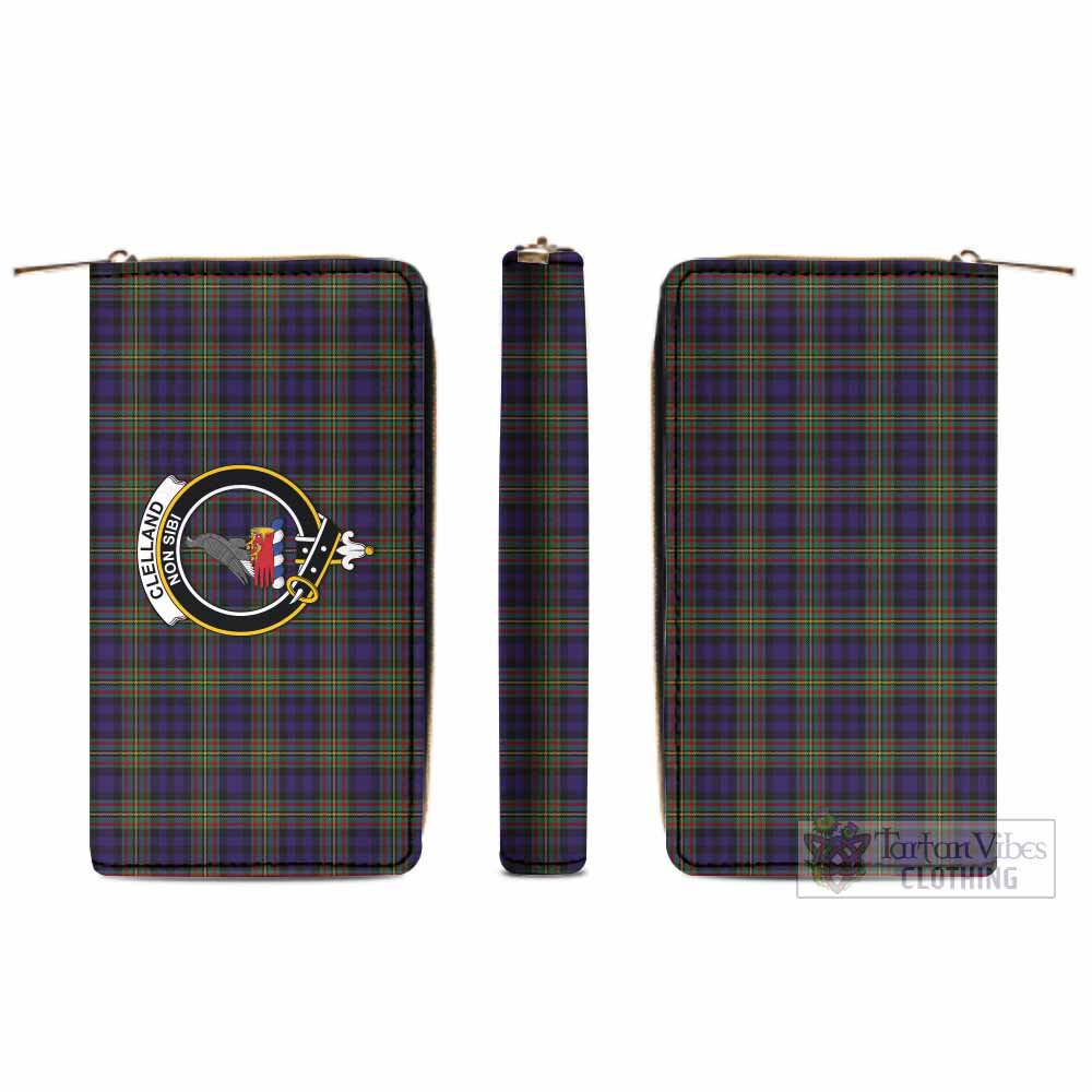 Clelland Tartan Women's Leather Wallet with Family Crest - Tartan Vibes Clothing